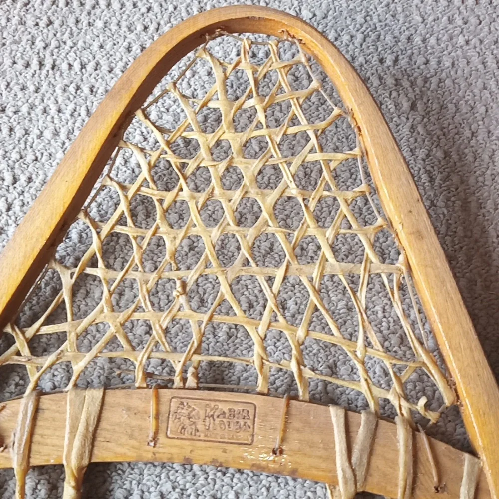 Vintage Kabir Kouba Wood & Rawhide Snowshoes W/ Leather Bindings 48 x 14